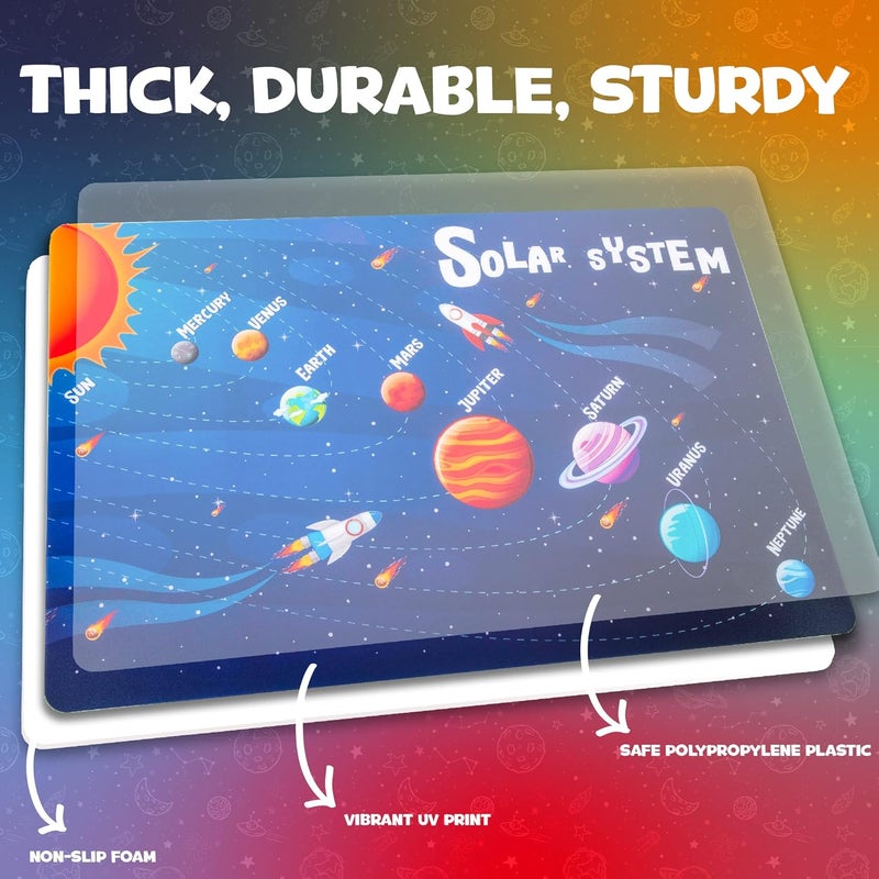 Hapinest 6 Pack Reusable Non Slip Educational Placemats for Kids & Toddlers, Learning Mat with Alphabet Numbers & US Map - Image 5